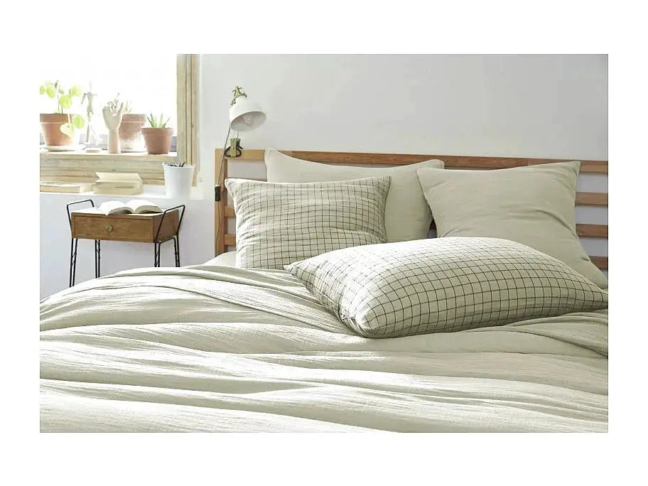 Drap plat 240 x 300 cm Gaze de coton unie GAÏA Vert d'eau by L'effet papillon