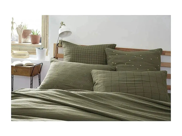 Drap plat 240 x 300 cm Gaze de coton unie GAÏA Romarin by L'effet papillon