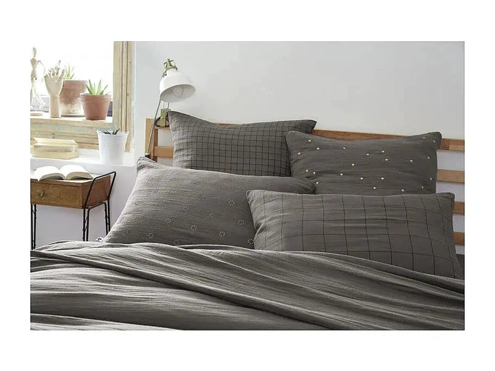 Drap plat 240 x 300 cm Gaze de coton unie GAÏA Granit by L'effet papillon
