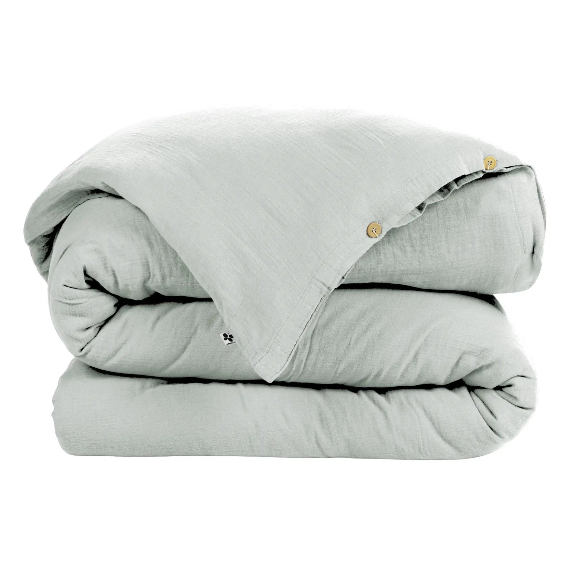Housse de couette 140 x 200 cm Gaze de coton unie GAÏA Eucalyptus by L'effet papillon