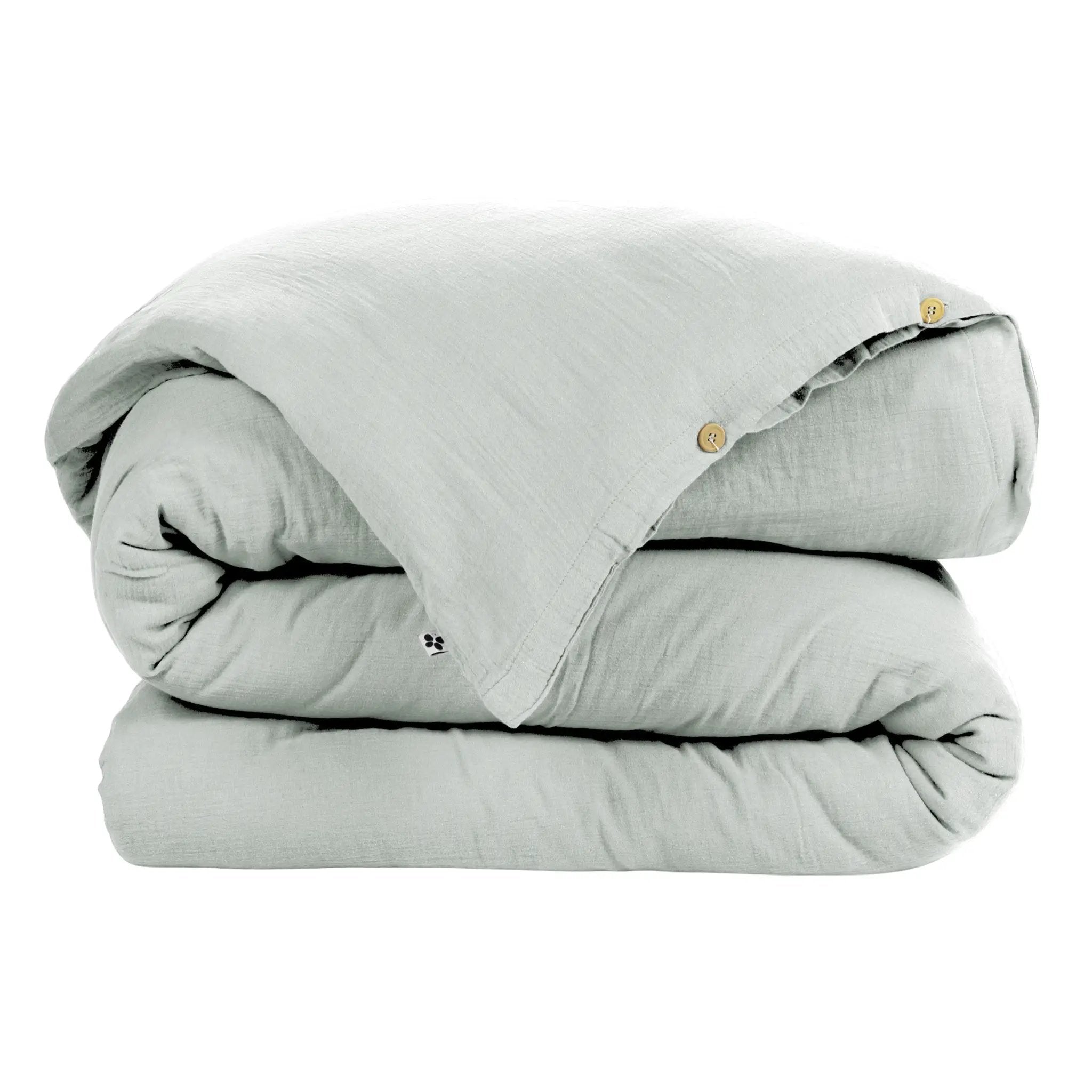 Housse de couette 140 x 200 cm Gaze de coton unie GAÏA Eucalyptus by L'effet papillon