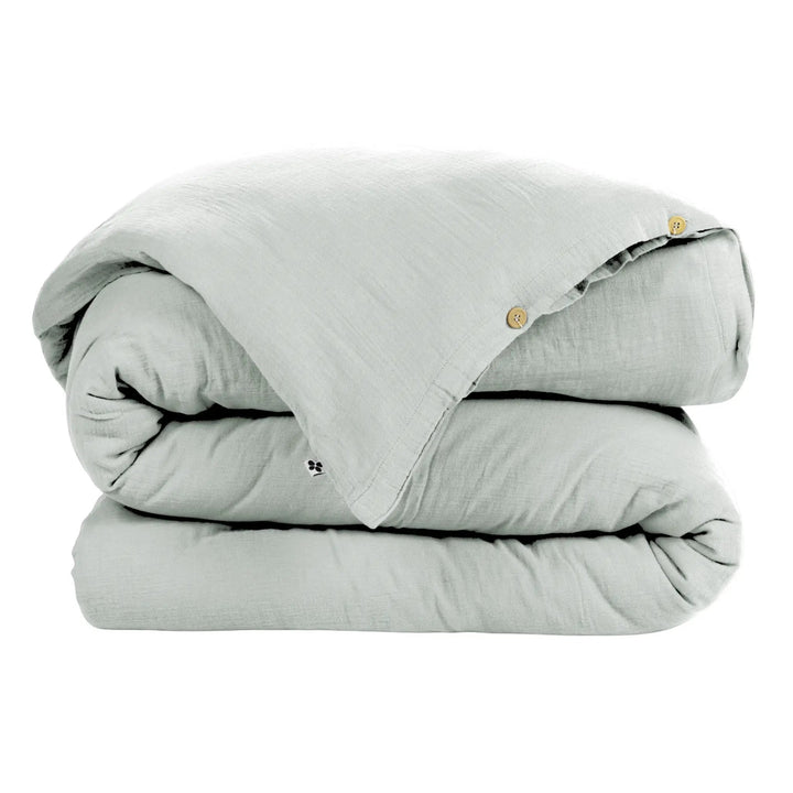 Housse de couette 140 x 200 cm Gaze de coton unie GAÏA Eucalyptus by L'effet papillon
