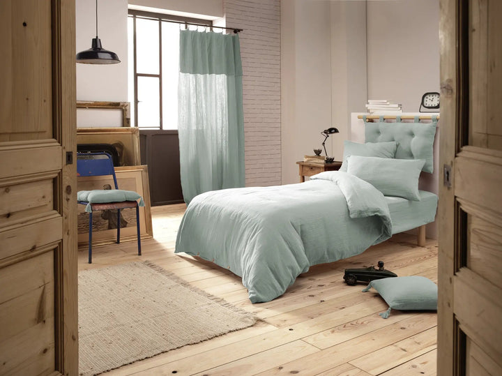 Housse de couette 140 x 200 cm Gaze de coton unie GAÏA Eucalyptus by L'effet papillon