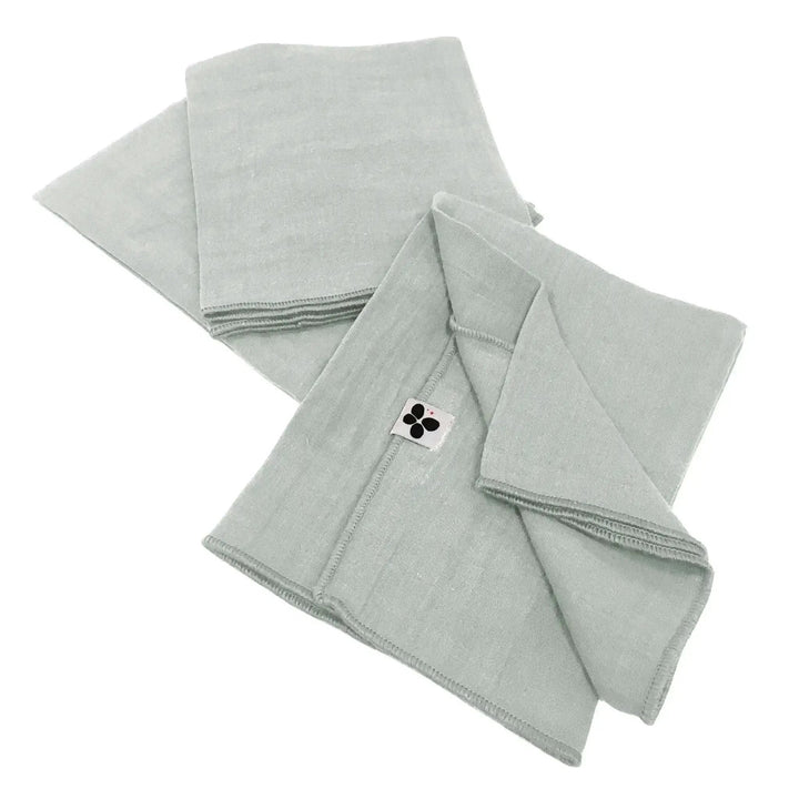 Lot de 3 serviettes 40 x 40 cm Gaze de coton unie GAÏA Eucalyptus by L'effet papillon