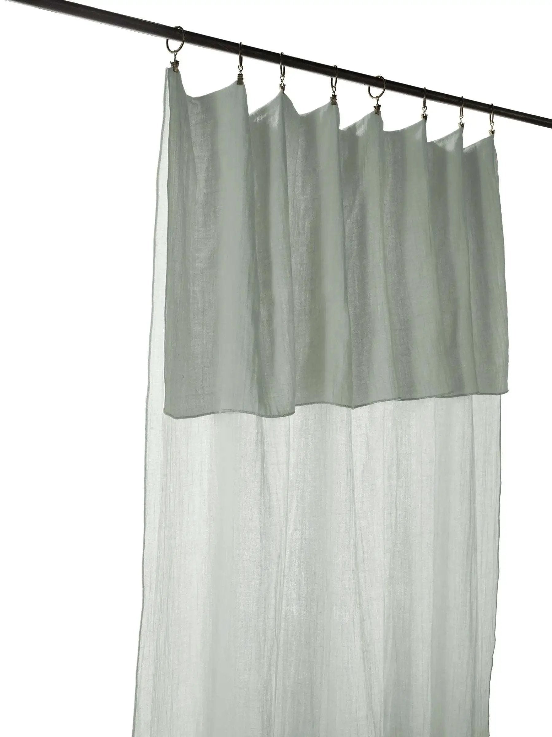 Rideau ajustable + 8 anneaux pince 140 x 300 cm Gaze de coton unie GAÏA Eucalyptus by L'effet papillon