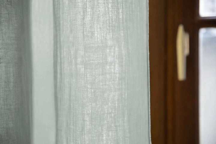 Rideau ajustable + 8 anneaux pince 140 x 300 cm Gaze de coton unie GAÏA Eucalyptus by L'effet papillon