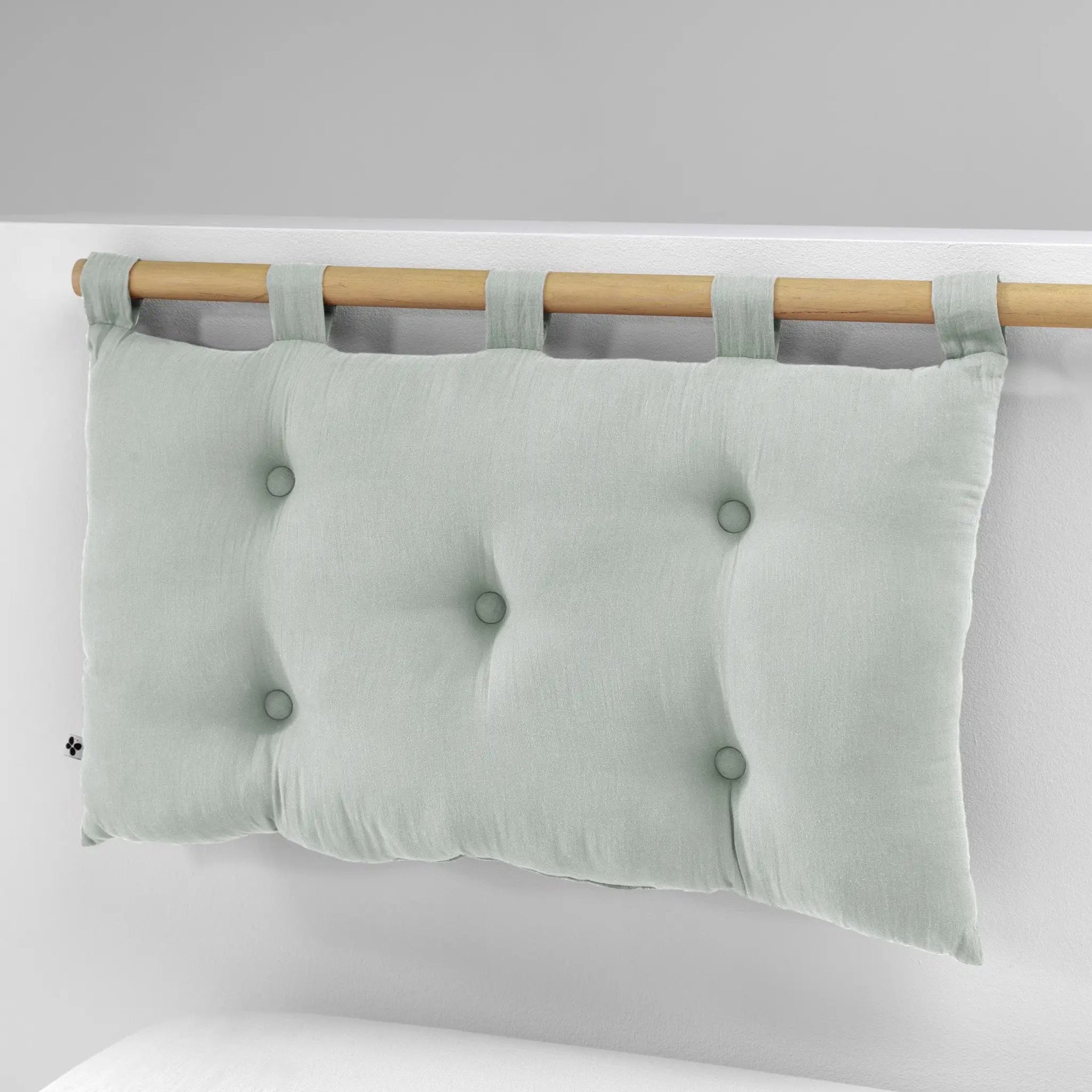 Tête de lit 5 boutons avec passants 50 x 80 cm Gaze de coton unie GAÏA Eucalyptus by L'effet papillon