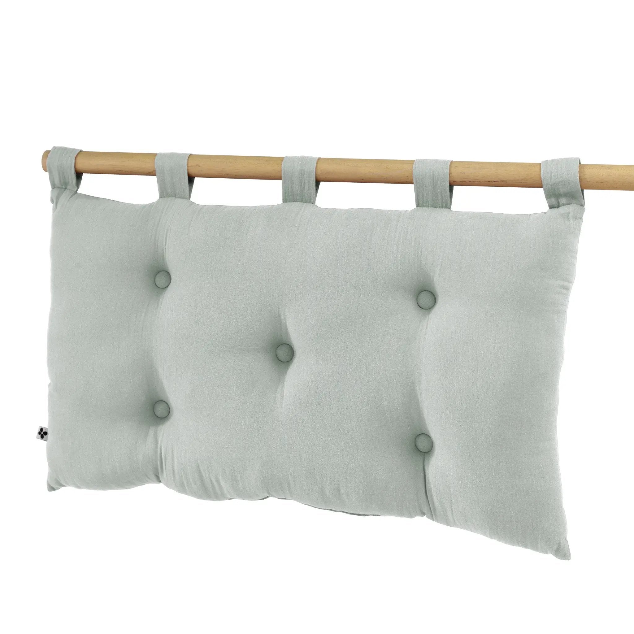 Tête de lit 5 boutons avec passants 50 x 80 cm Gaze de coton unie GAÏA Eucalyptus by L'effet papillon