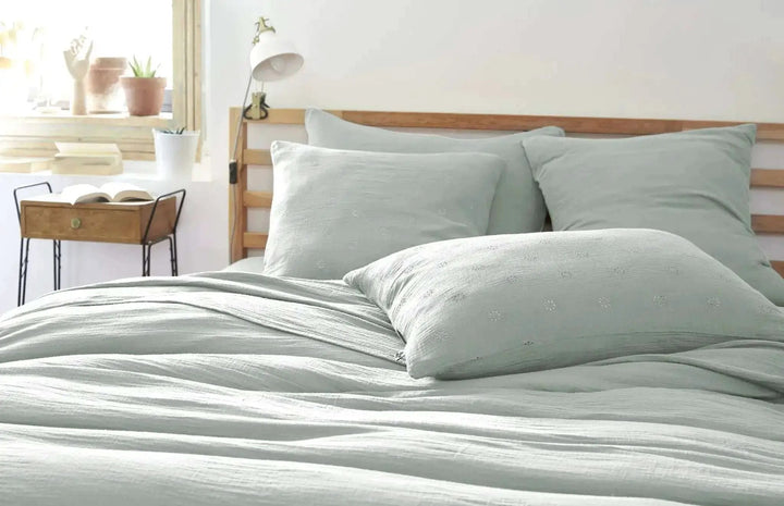 Taie d'oreiller Gaze de coton GAÏA BOHO Eucalyptus by L'effet papillon