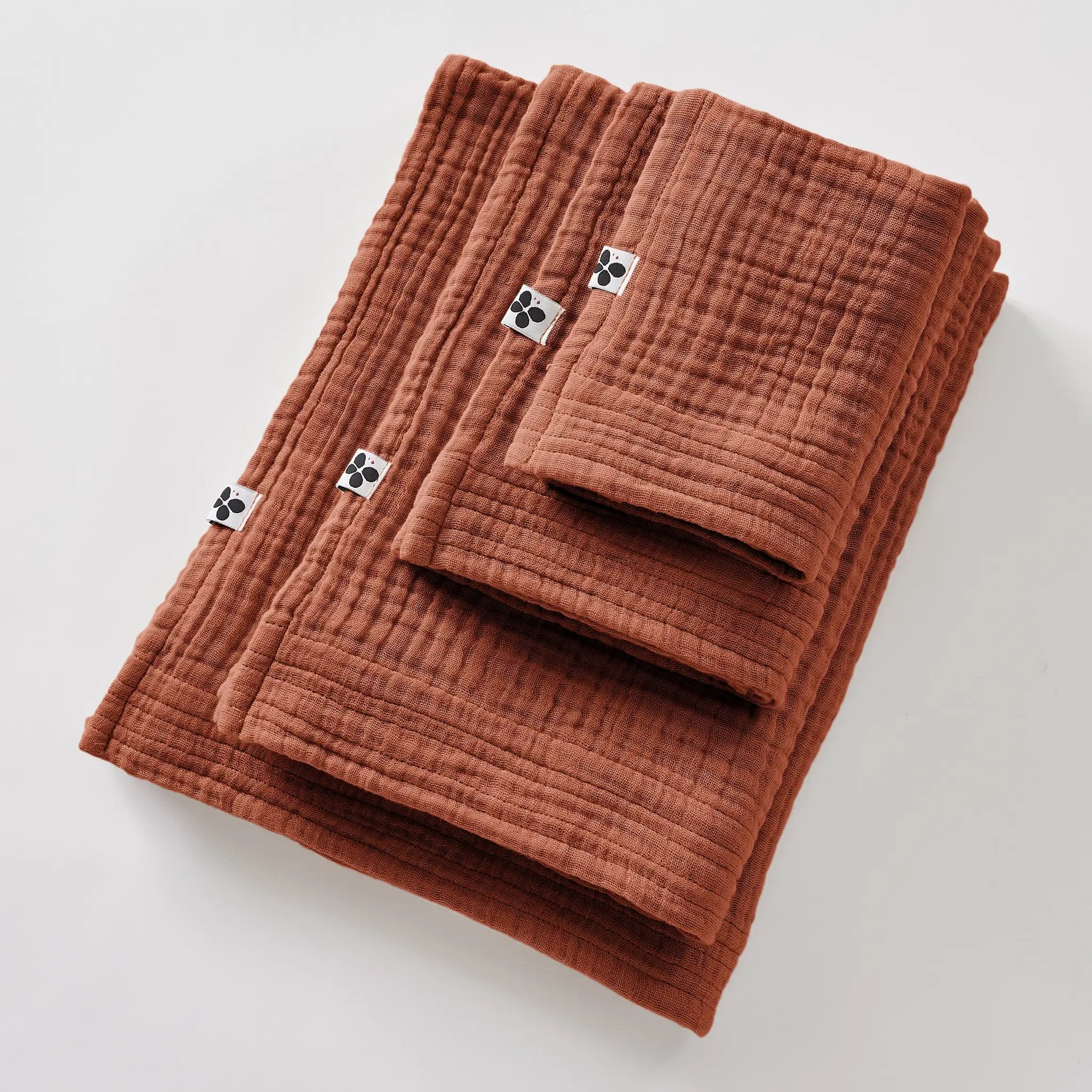 Serviette invité 30 x 50 cm Gaze de coton unie GAÏA Terracotta by L'effet papillon