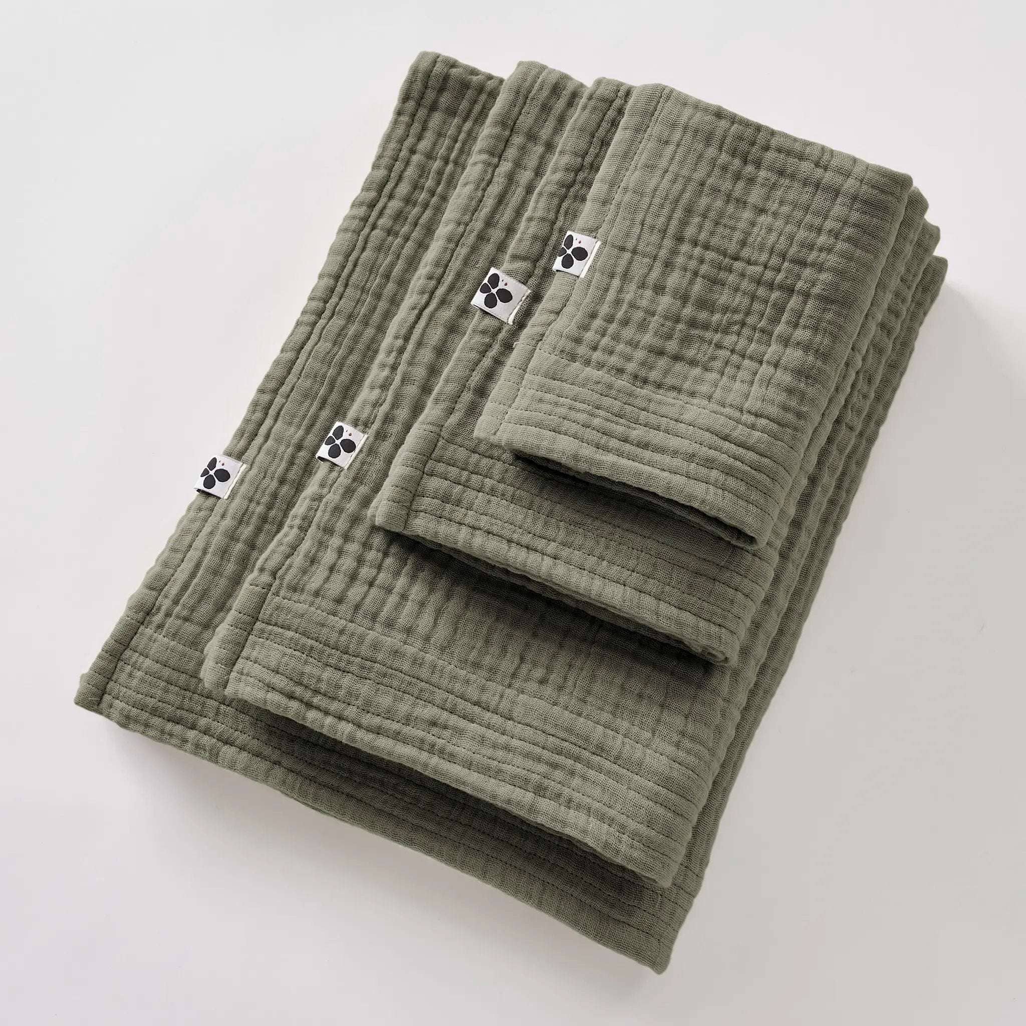 Drap de douche 70 x 130 cm Gaze de coton unie GAÏA Romarin by L'effet papillon