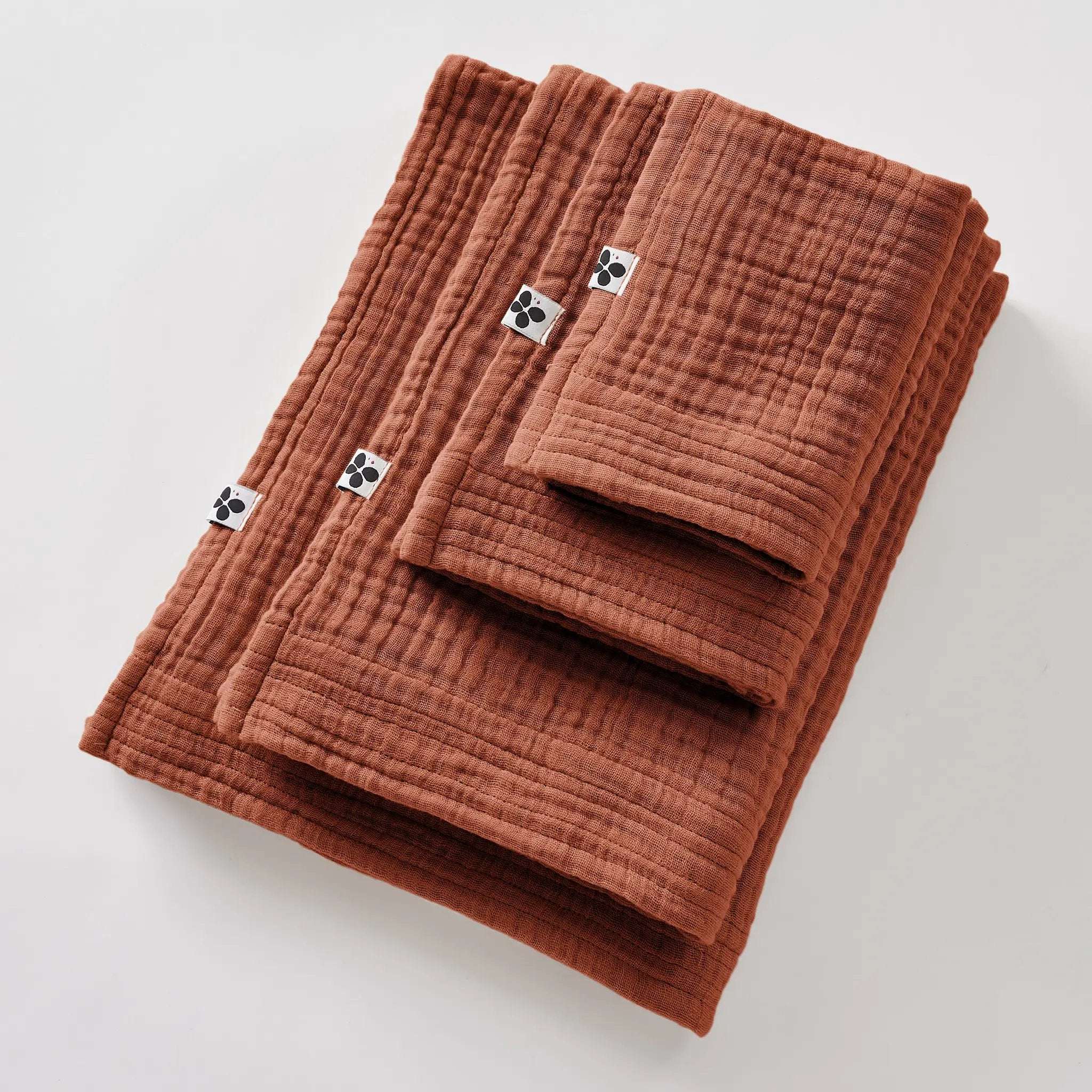 Drap de bain 90 x 150 cm Gaze de coton unie GAÏA Terracotta by L'effet papillon