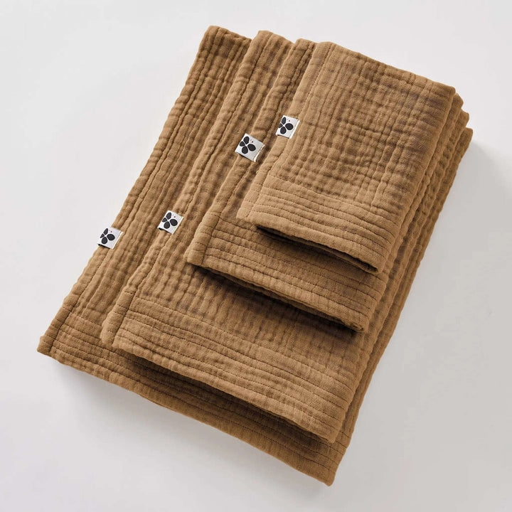 Drap de bain 90 x 150 cm Gaze de coton unie GAÏA Camel by L'effet papillon