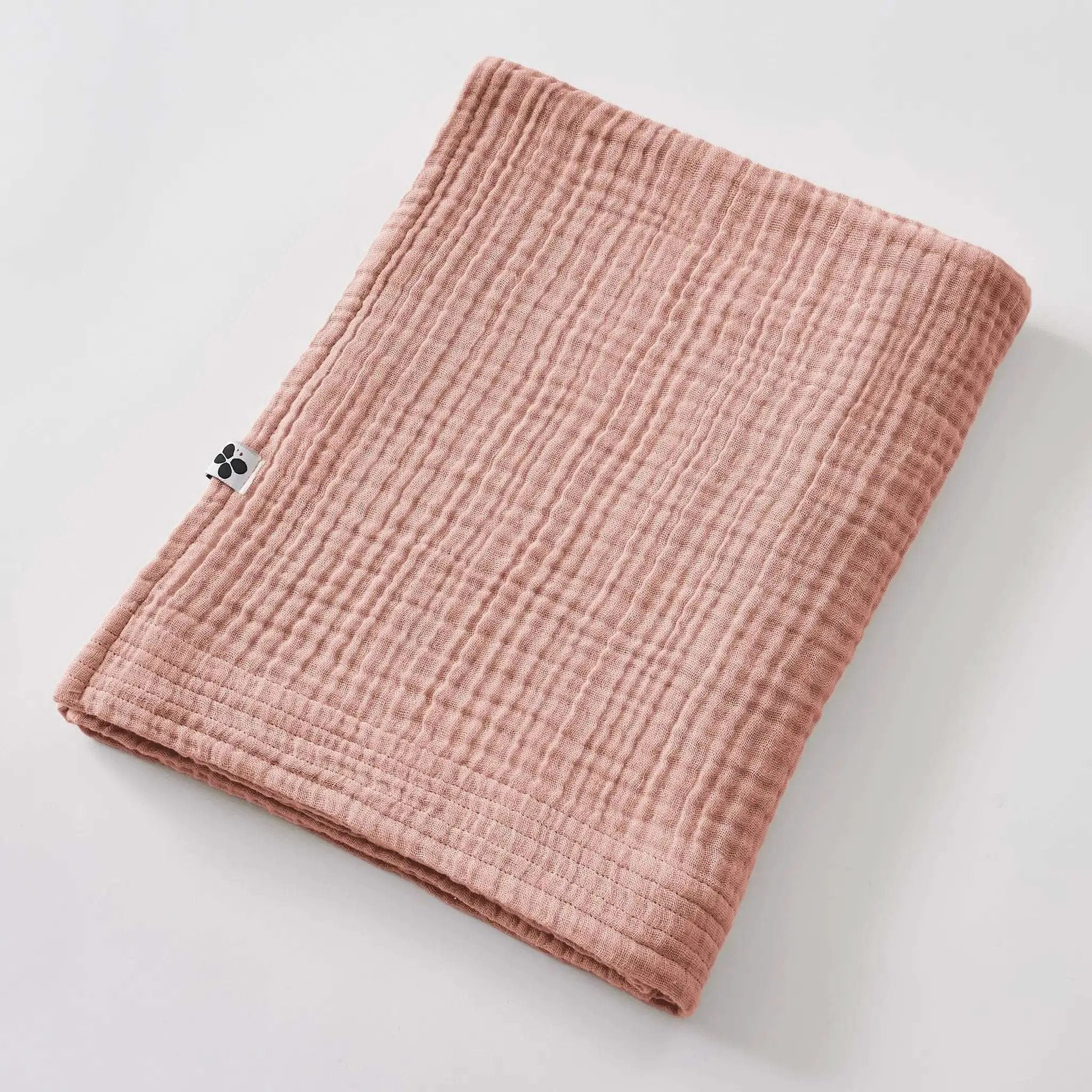 Drap de bain 90 x 150 cm Gaze de coton unie GAÏA Rose pêche by L'effet papillon