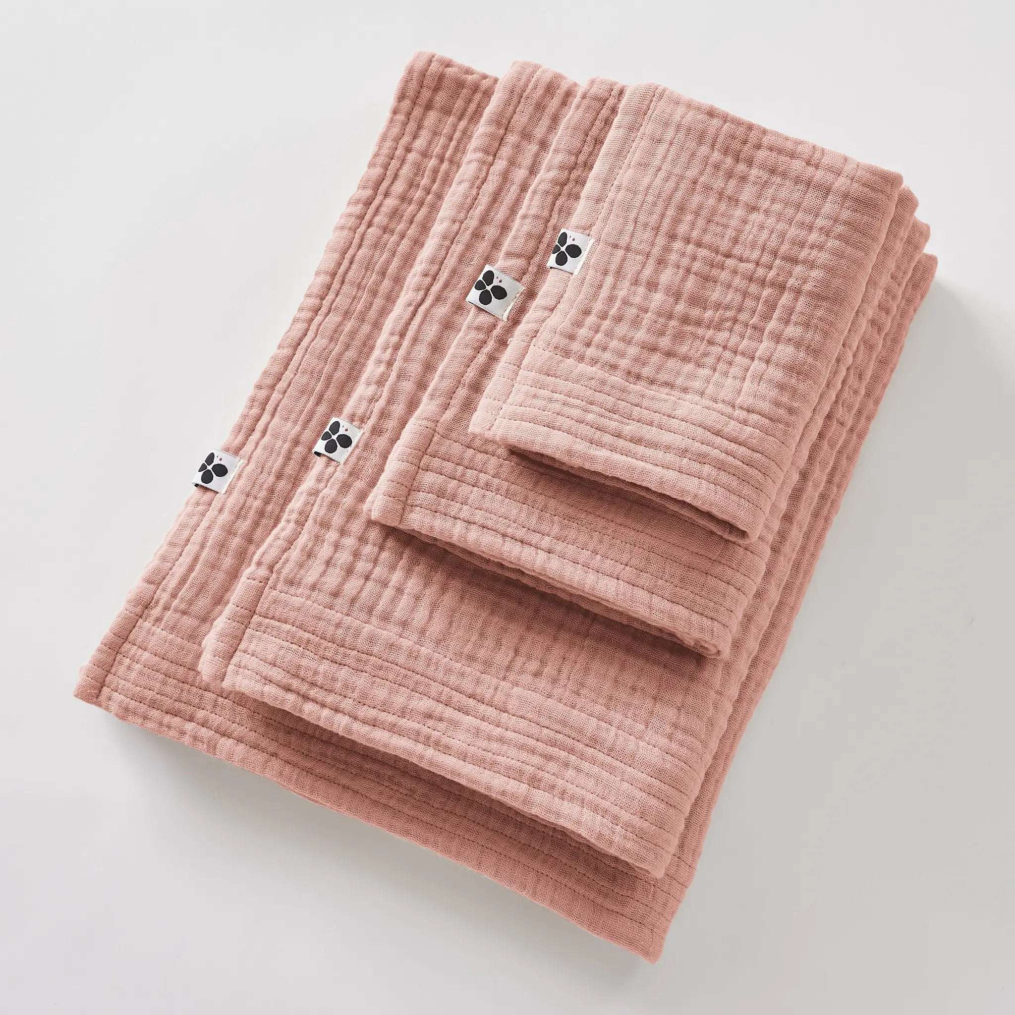 Drap de bain 90 x 150 cm Gaze de coton unie GAÏA Rose pêche by L'effet papillon