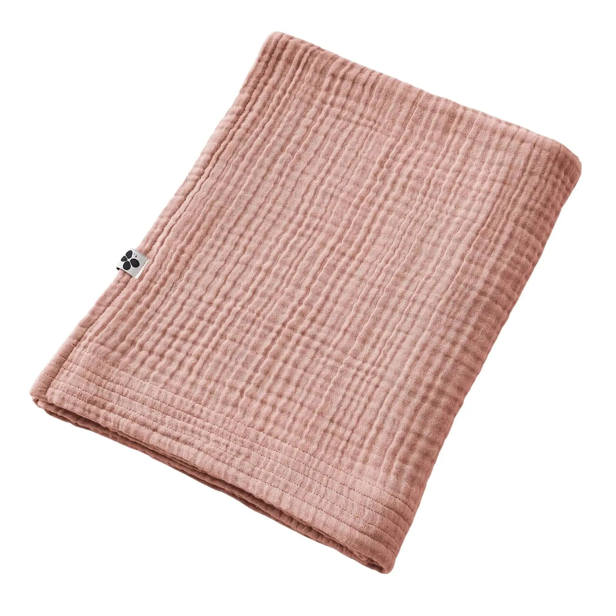 Drap de bain 90 x 150 cm Gaze de coton unie GAÏA Rose pêche by L'effet papillon
