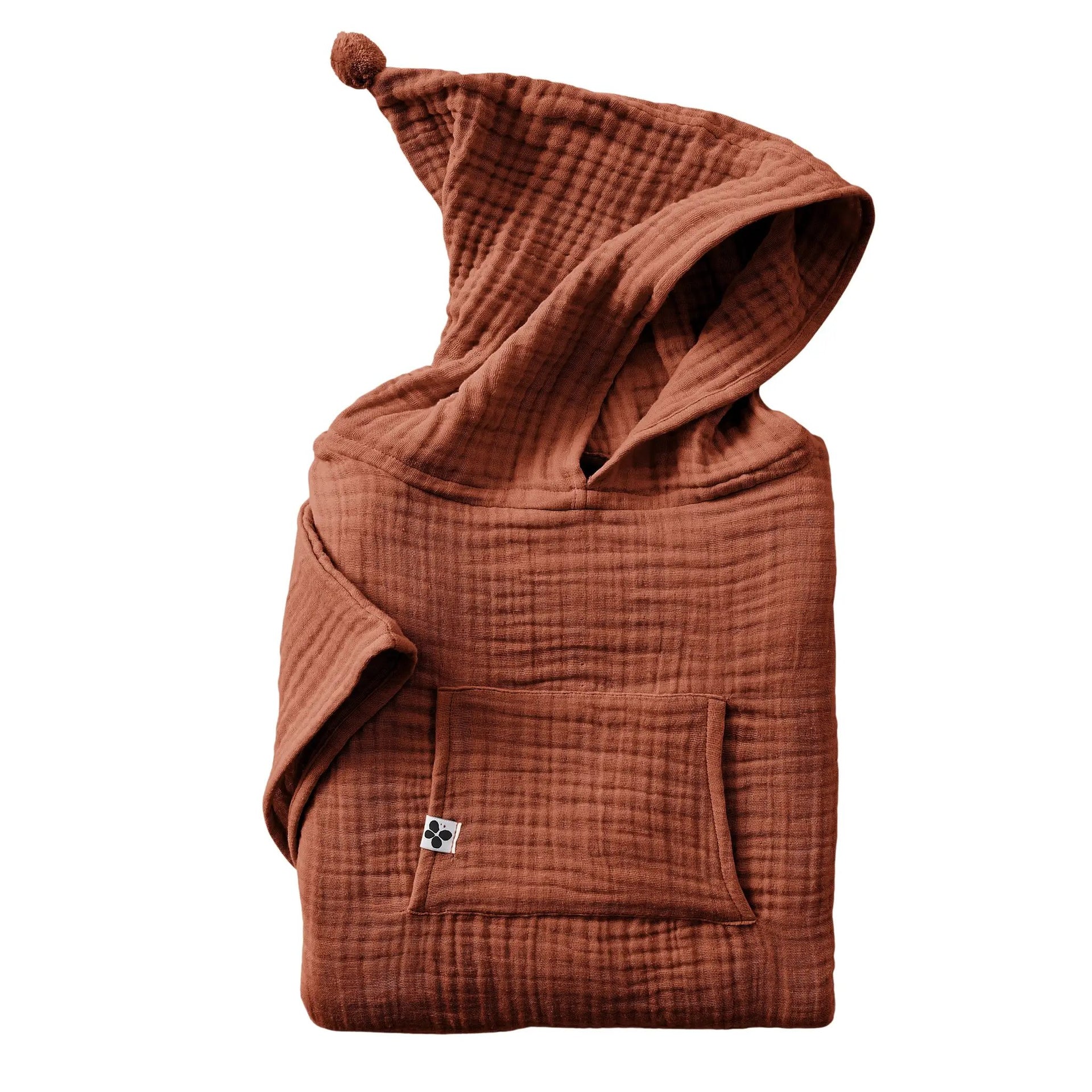 Poncho enfant mixte 2/5 ans Gaze de coton unie GAÏA Terracotta by L'effet papillon