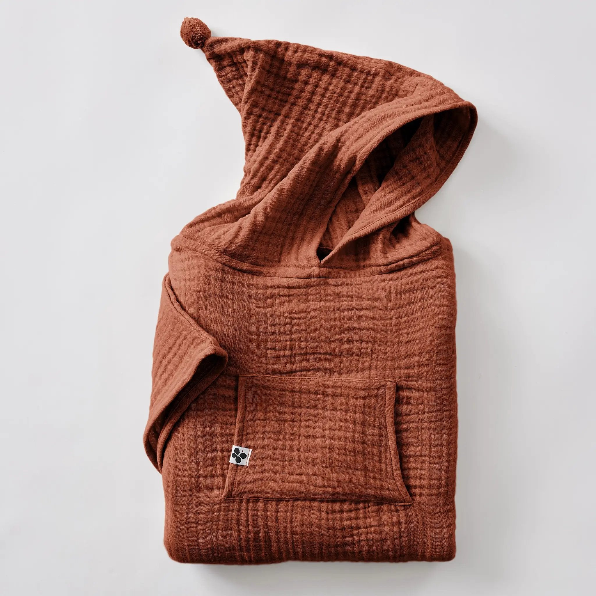 Poncho enfant mixte 2/5 ans Gaze de coton unie GAÏA Terracotta by L'effet papillon