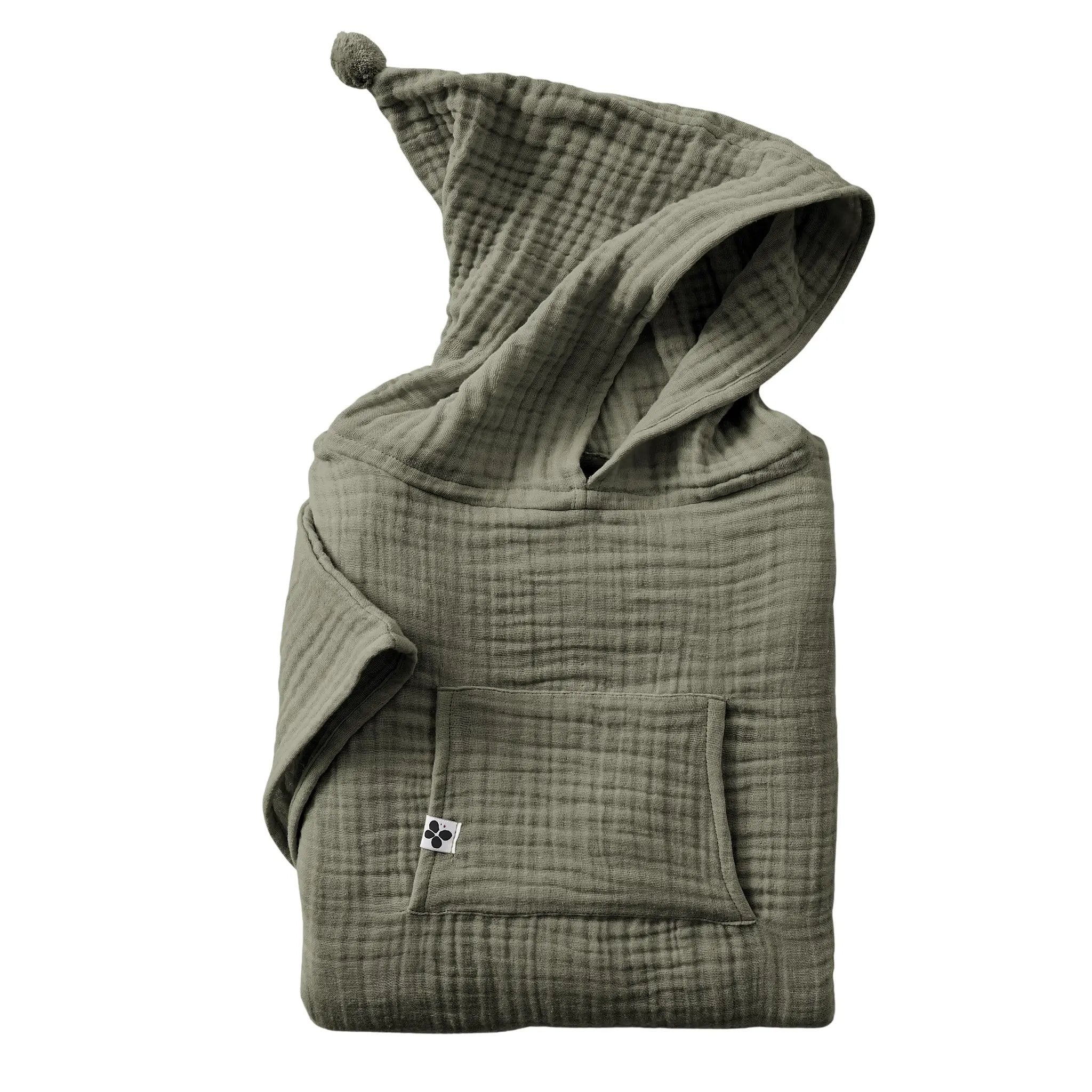 Poncho enfant mixte 2/5 ans Gaze de coton unie GAÏA Romarin by L'effet papillon