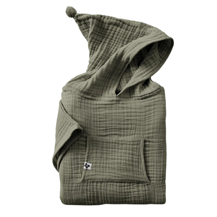 Poncho enfant mixte 2/5 ans Gaze de coton unie GAÏA Romarin by L'effet papillon