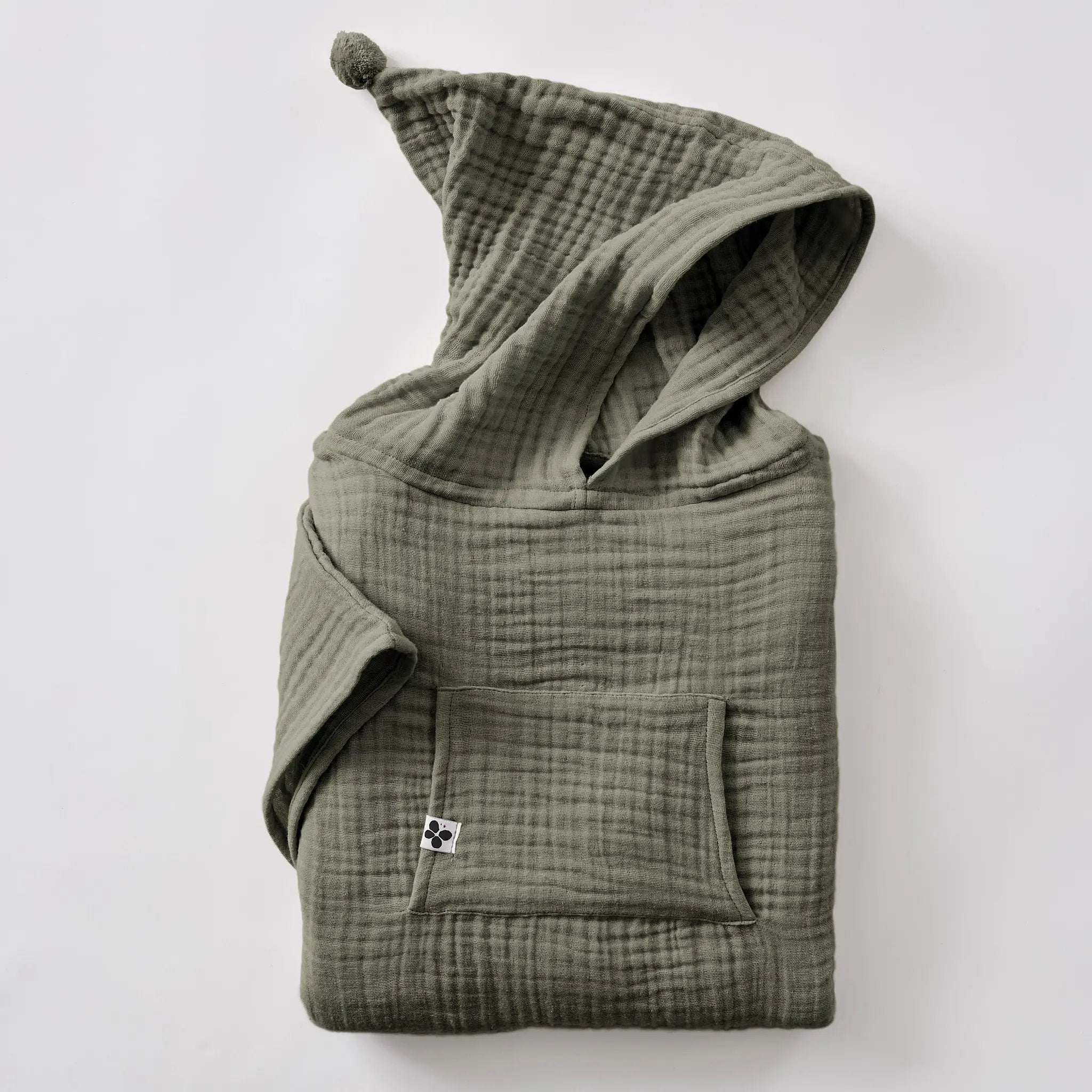 Poncho enfant mixte 2/5 ans Gaze de coton unie GAÏA Romarin by L'effet papillon