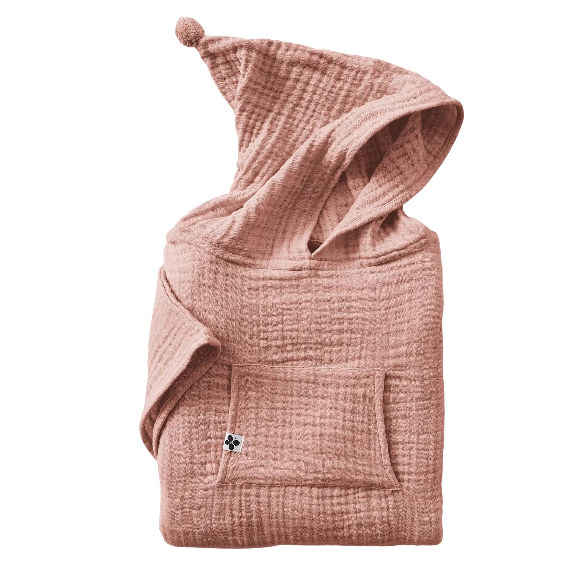 Poncho enfant mixte 2/5 ans Gaze de coton unie GAÏA Rose pêche by L'effet papillon