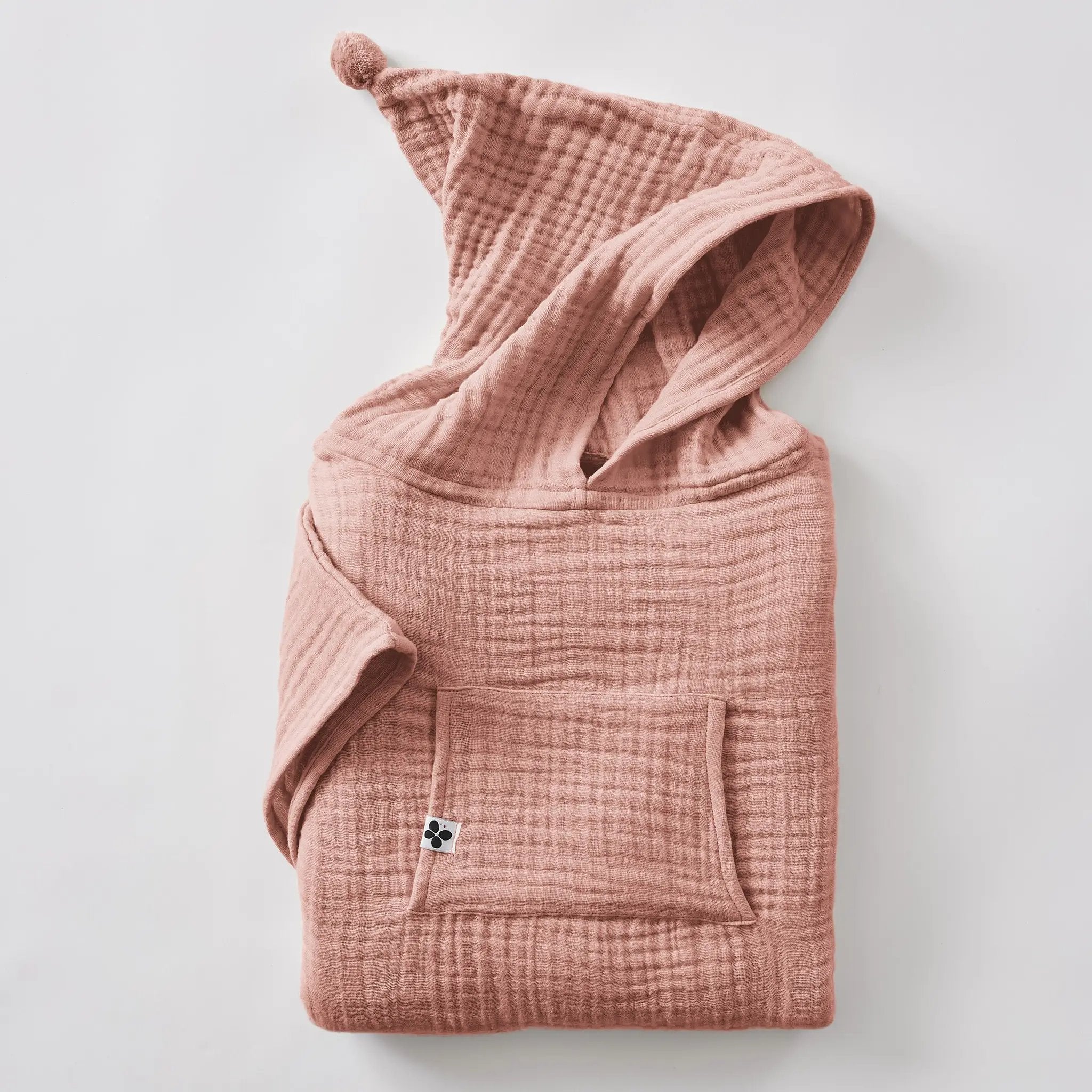 Poncho enfant mixte 2/5 ans Gaze de coton unie GAÏA Rose pêche by L'effet papillon