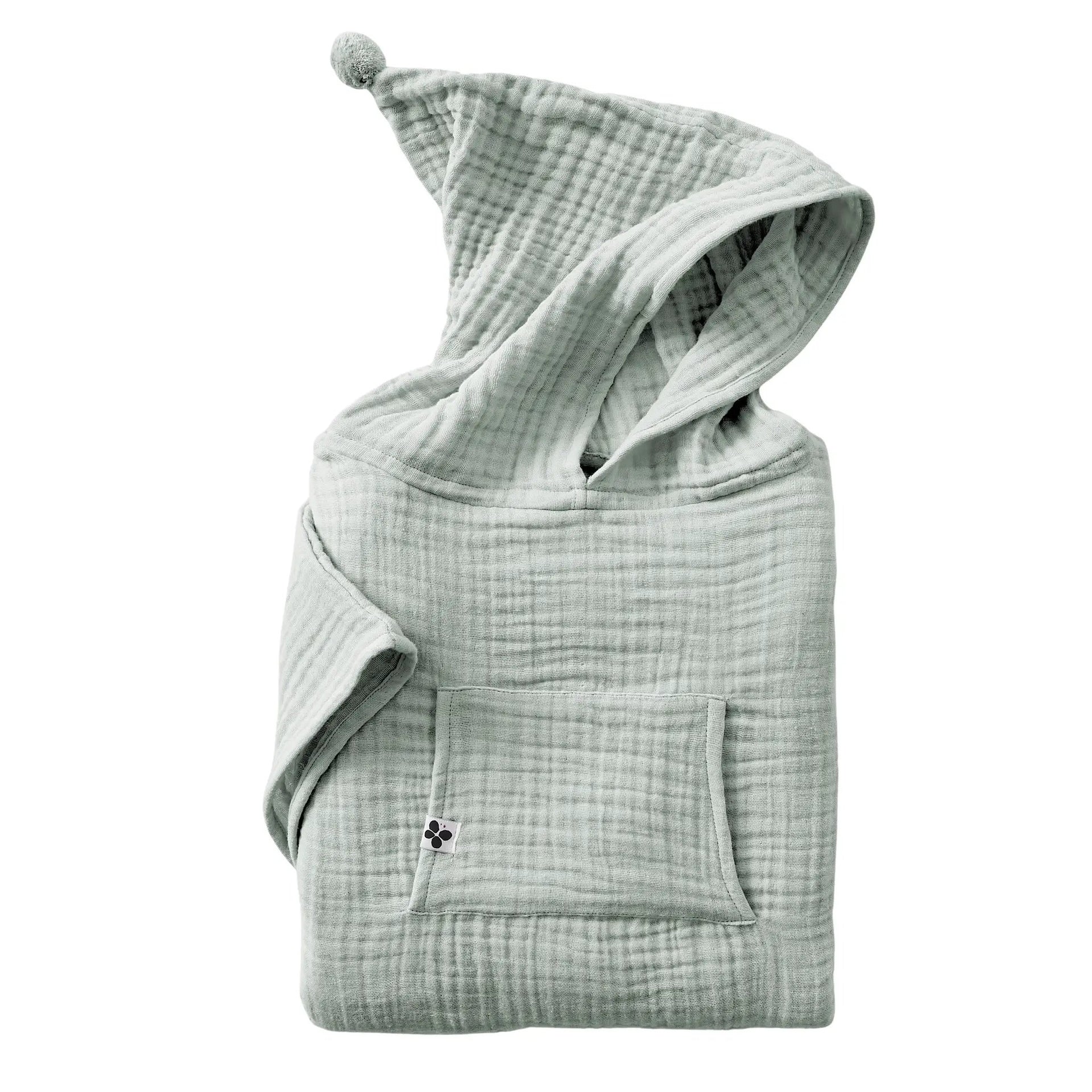 Poncho enfant mixte 2/5 ans Gaze de coton unie GAÏA Eucalyptus by L'effet papillon