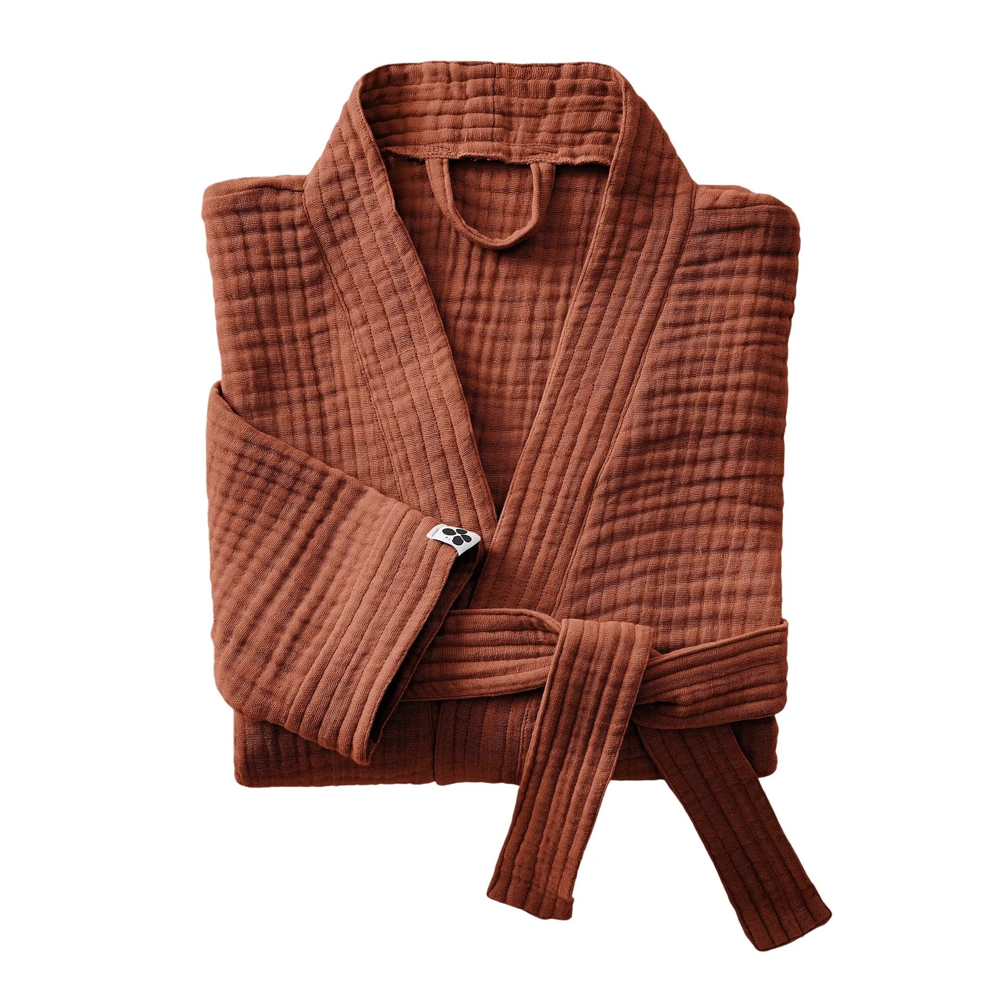 Peignoir kimono mixte S/M Gaze de coton unie GAÏA Terracotta by L'effet papillon