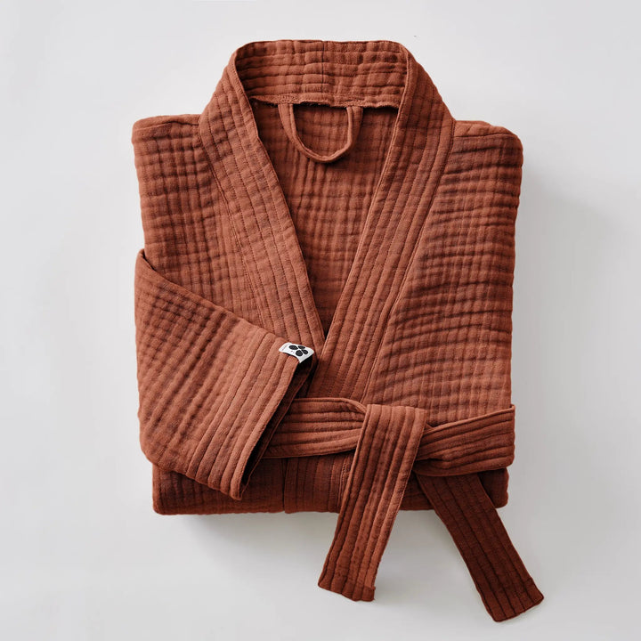 Peignoir kimono mixte S/M Gaze de coton unie GAÏA Terracotta by L'effet papillon