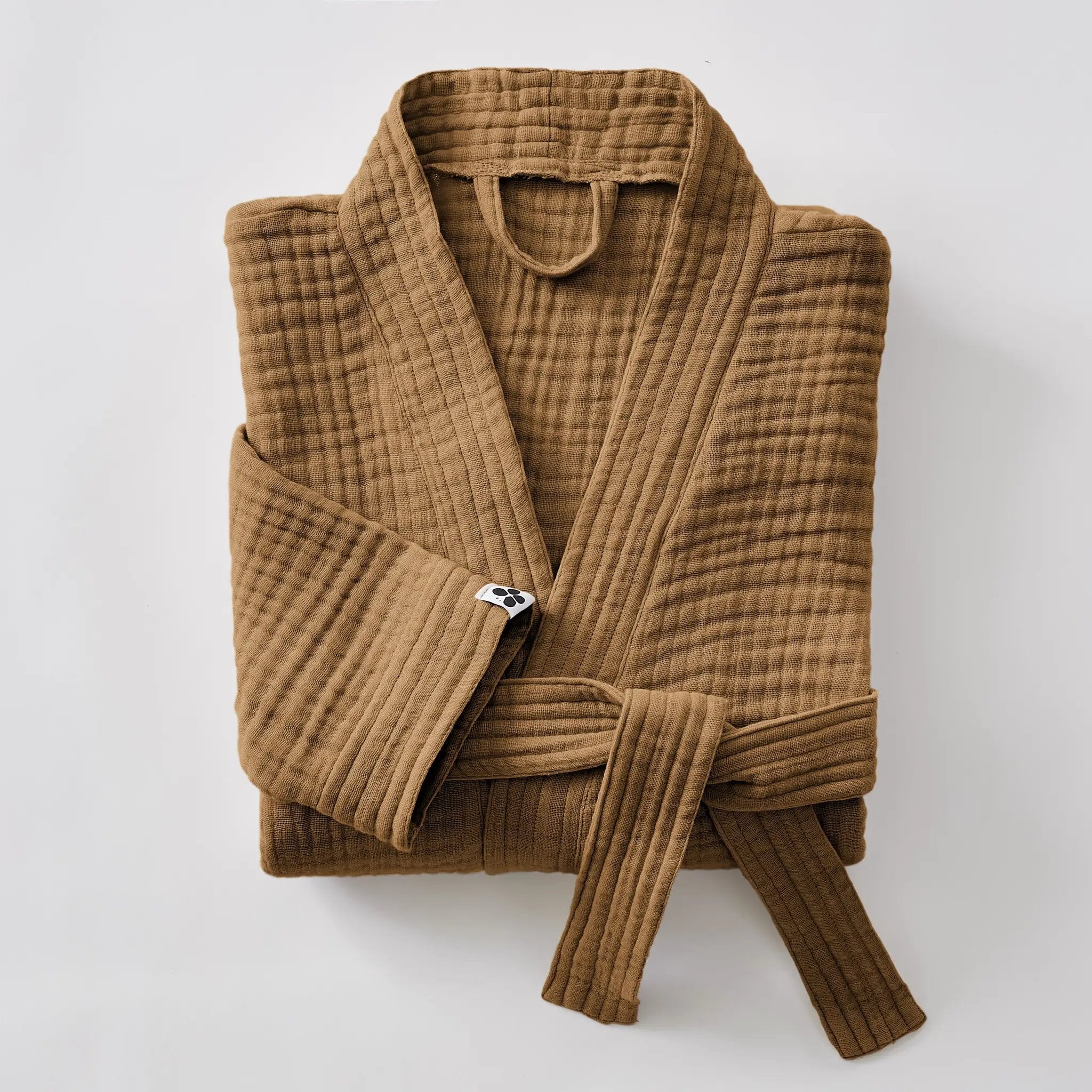 Peignoir kimono mixte S/M Gaze de coton unie GAÏA Camel by L'effet papillon
