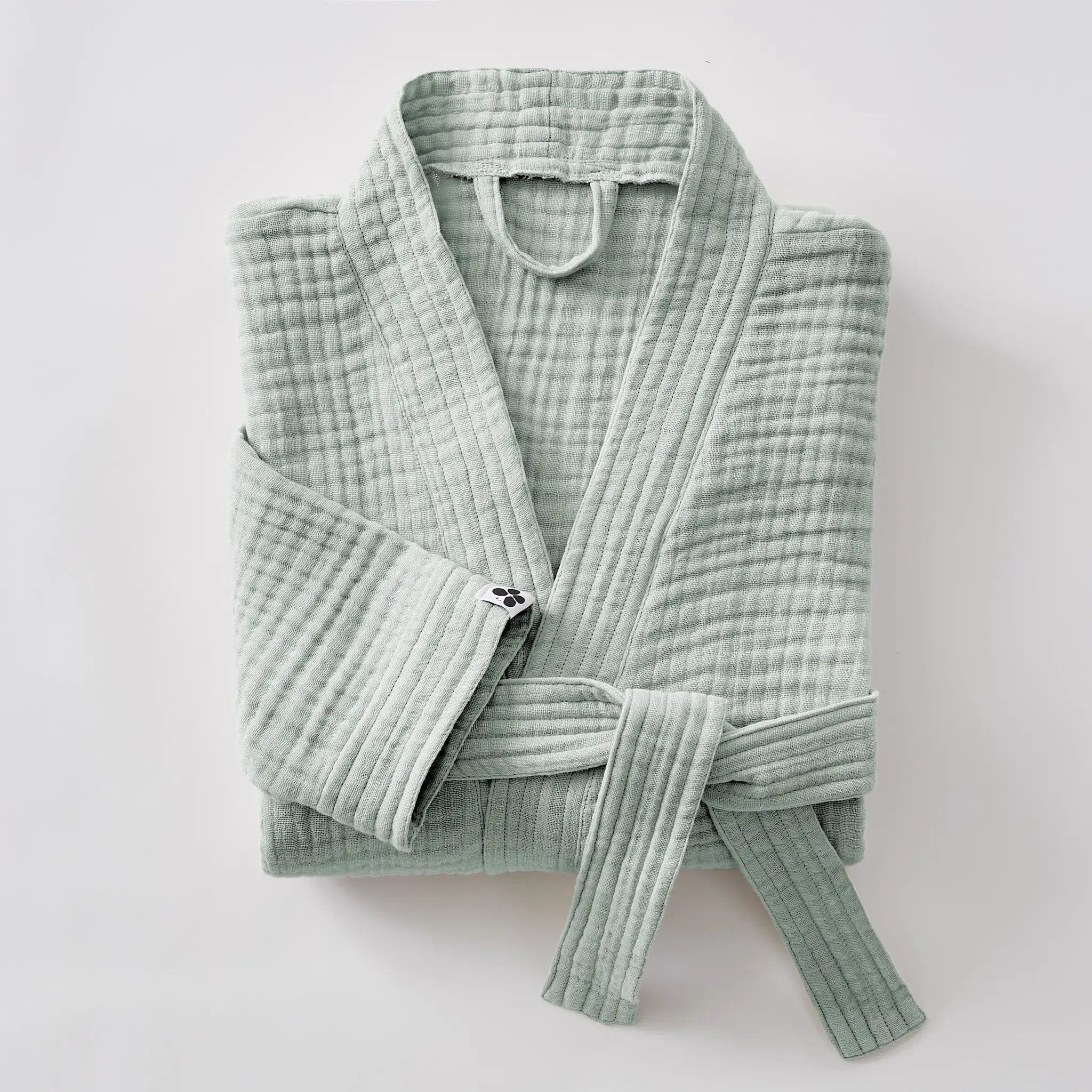 Peignoir kimono mixte S/M Gaze de coton unie GAÏA Eucalyptus by L'effet papillon