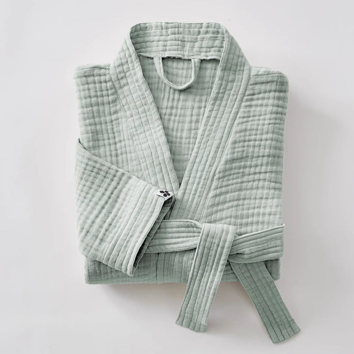 Peignoir kimono mixte S/M Gaze de coton unie GAÏA Eucalyptus by L'effet papillon