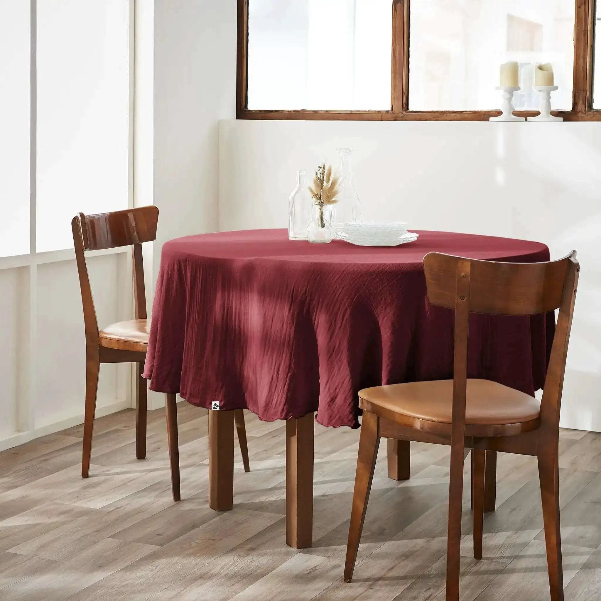 Nappe Gaze de coton unie GAÏA Lie de vin by L'effet papillon