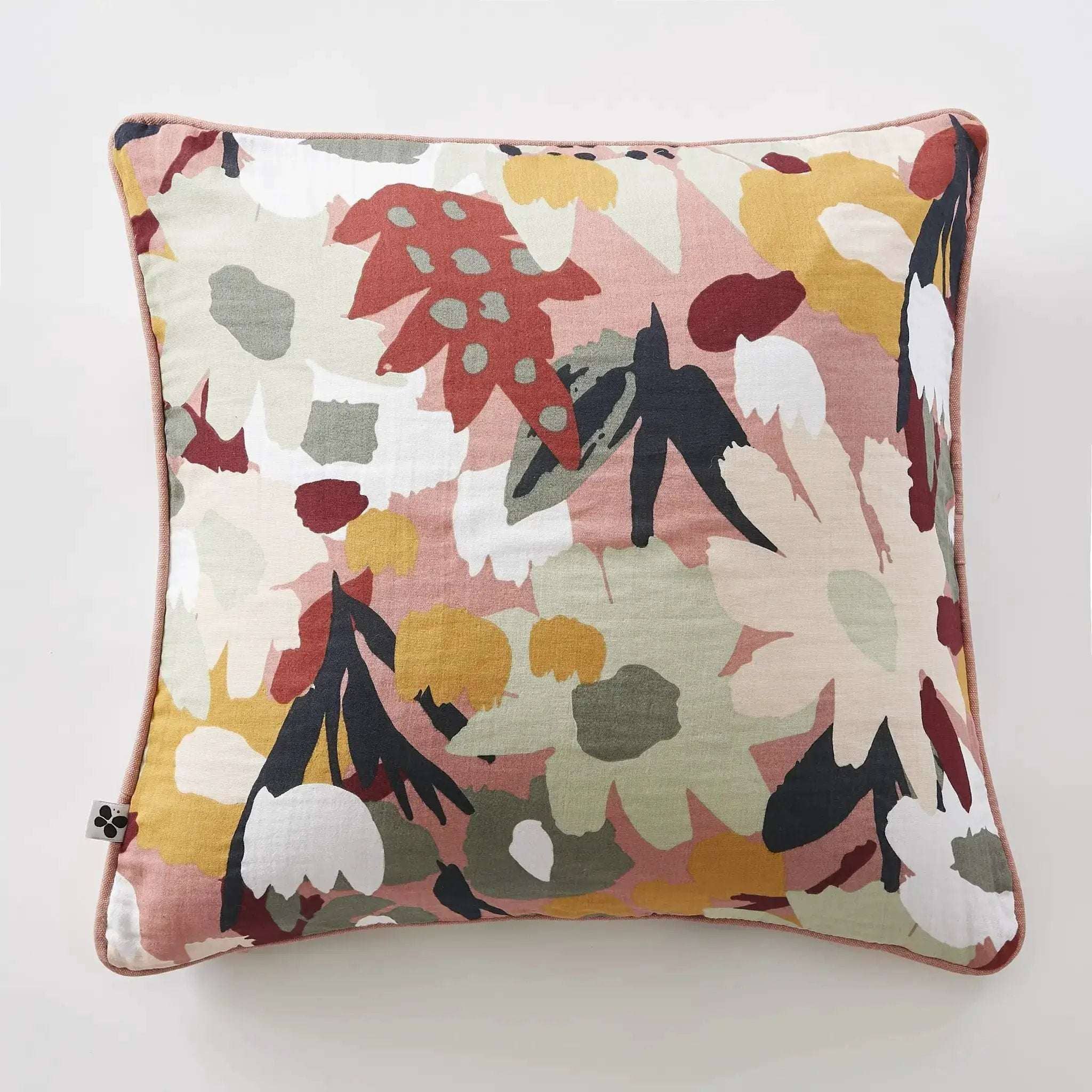 Coussin déhoussable avec passepoil Gaze de coton imprimée LÉANE by L'effet papillon