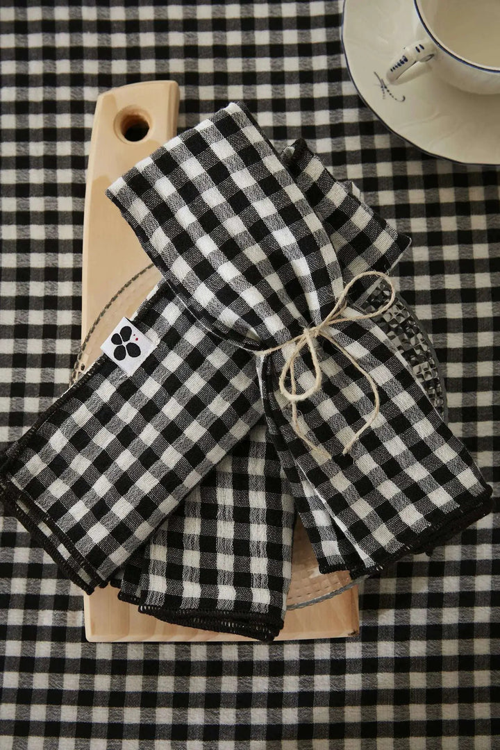 Lot de 3 serviettes 40 x 40 cm Gaze de coton tissée teinte VICKIE Truffe by L'effet papillon