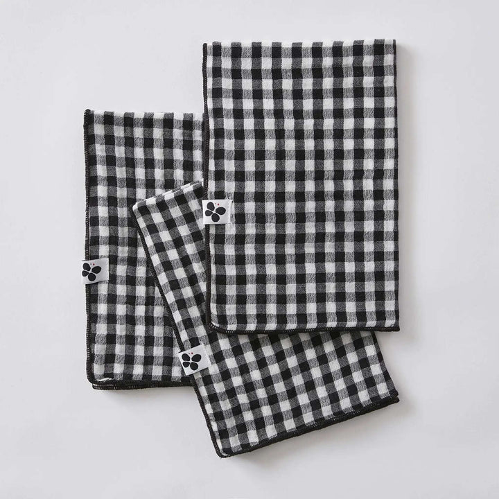 Lot de 3 serviettes 40 x 40 cm Gaze de coton tissée teinte VICKIE Truffe by L'effet papillon