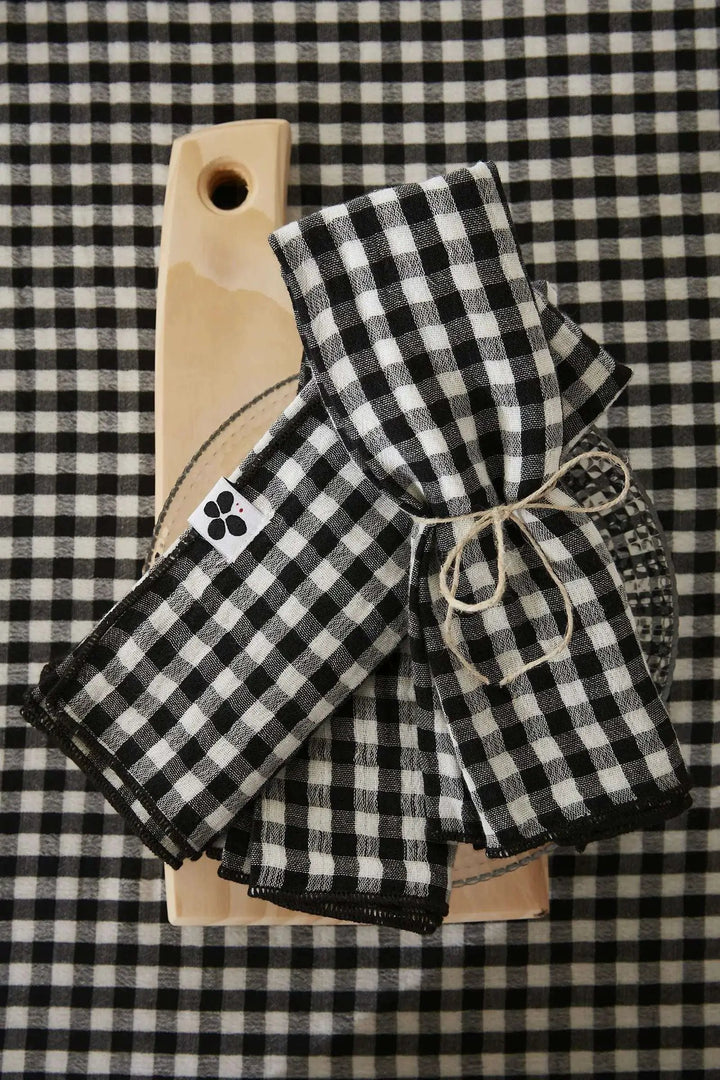 Lot de 3 serviettes 40 x 40 cm Gaze de coton tissée teinte VICKIE Truffe by L'effet papillon