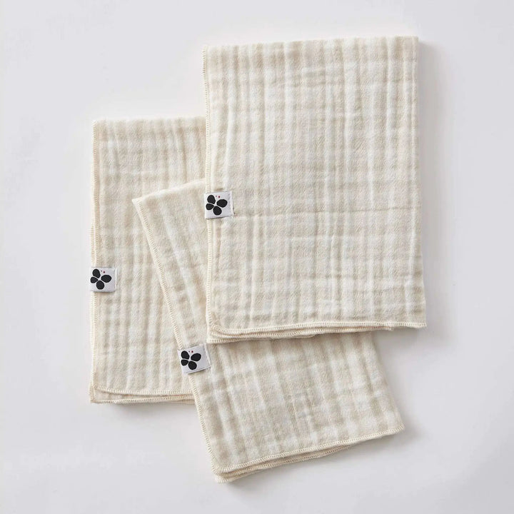 Lot de 3 serviettes 40 x 40 cm Gaze de coton tissée teinte VICKIE Pampa by L'effet papillon