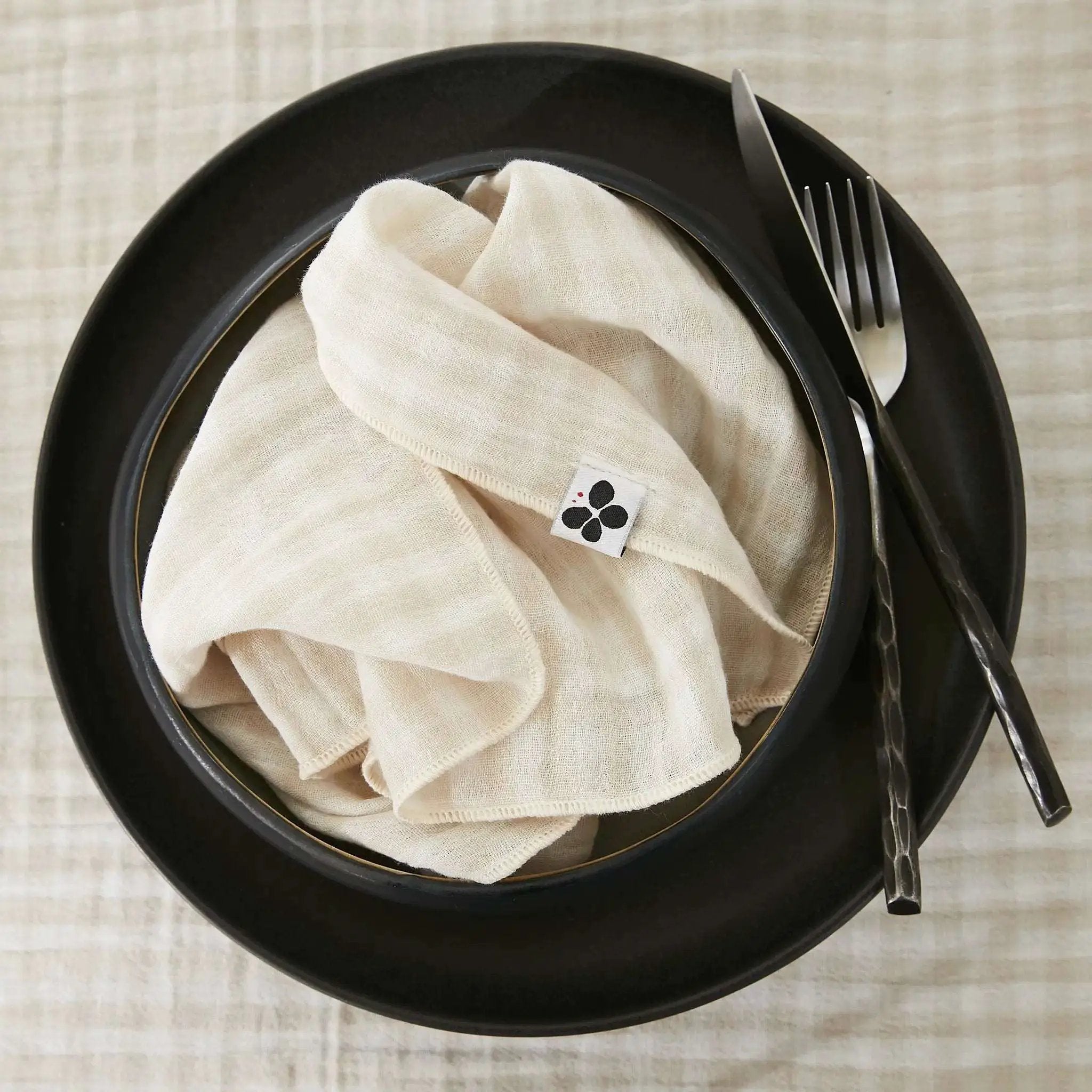 Lot de 3 serviettes 40 x 40 cm Gaze de coton tissée teinte VICKIE Pampa by L'effet papillon