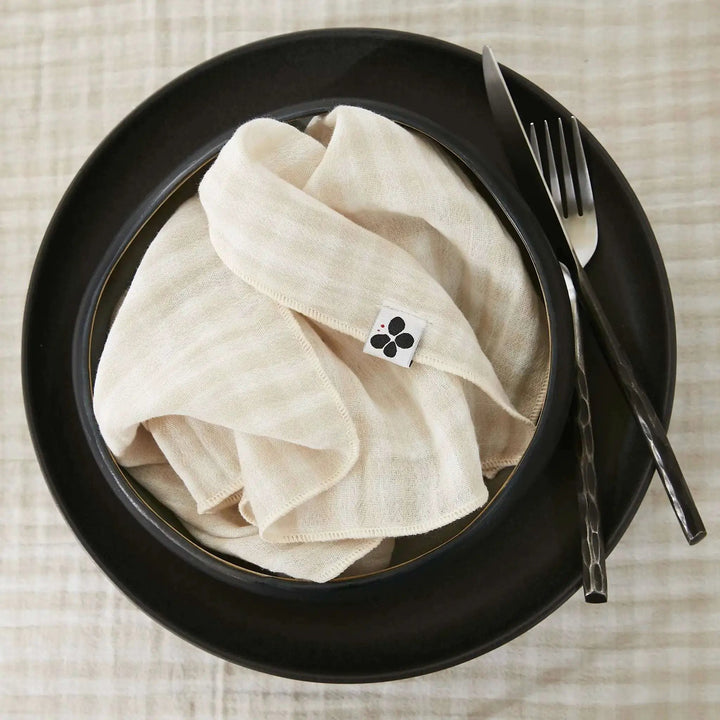 Lot de 3 serviettes 40 x 40 cm Gaze de coton tissée teinte VICKIE Pampa by L'effet papillon