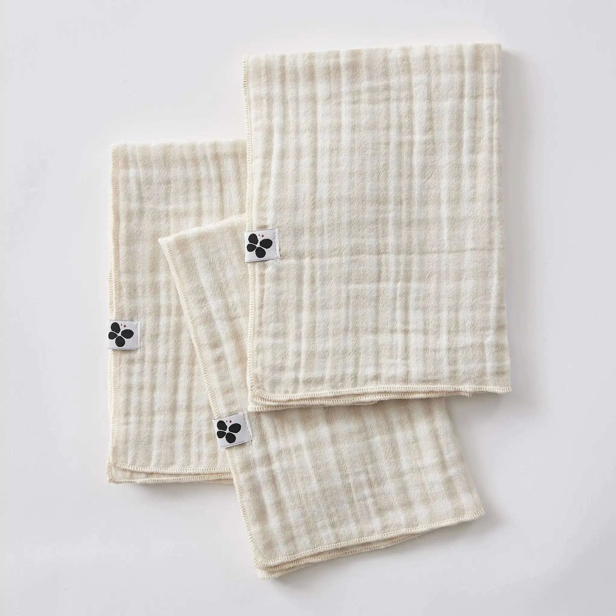 Lot de 3 serviettes 40 x 40 cm Gaze de coton tissée teinte VICKIE Pampa by L'effet papillon