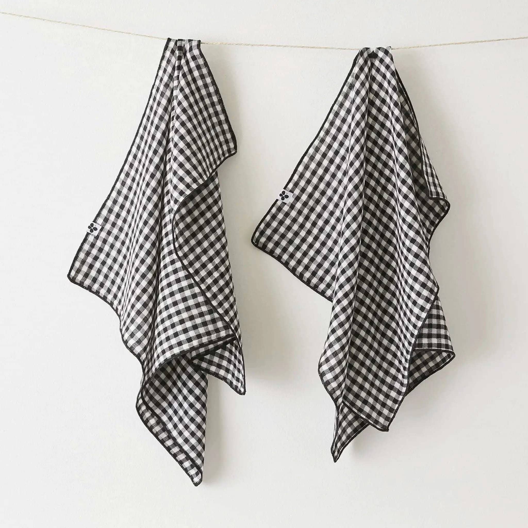 Lot de 2 essuie-mains 50 x 70 cm Gaze de coton tissée teinte VICKIE Truffe by L'effet papillon