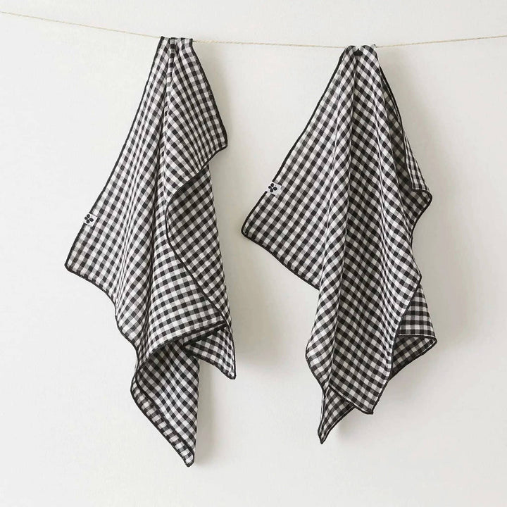 Lot de 2 essuie-mains 50 x 70 cm Gaze de coton tissée teinte VICKIE Truffe by L'effet papillon
