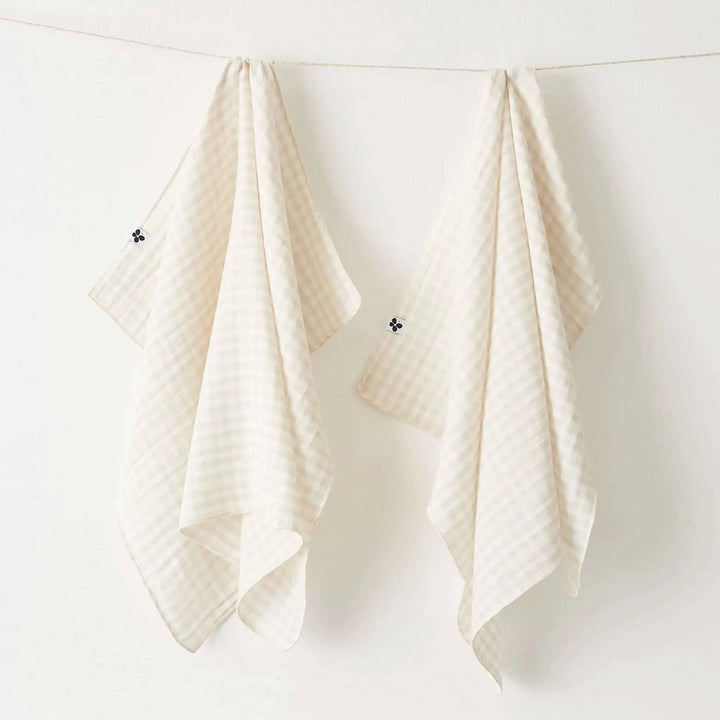Lot de 2 essuie-mains 50 x 70 cm Gaze de coton tissée teinte VICKIE Pampa by L'effet papillon