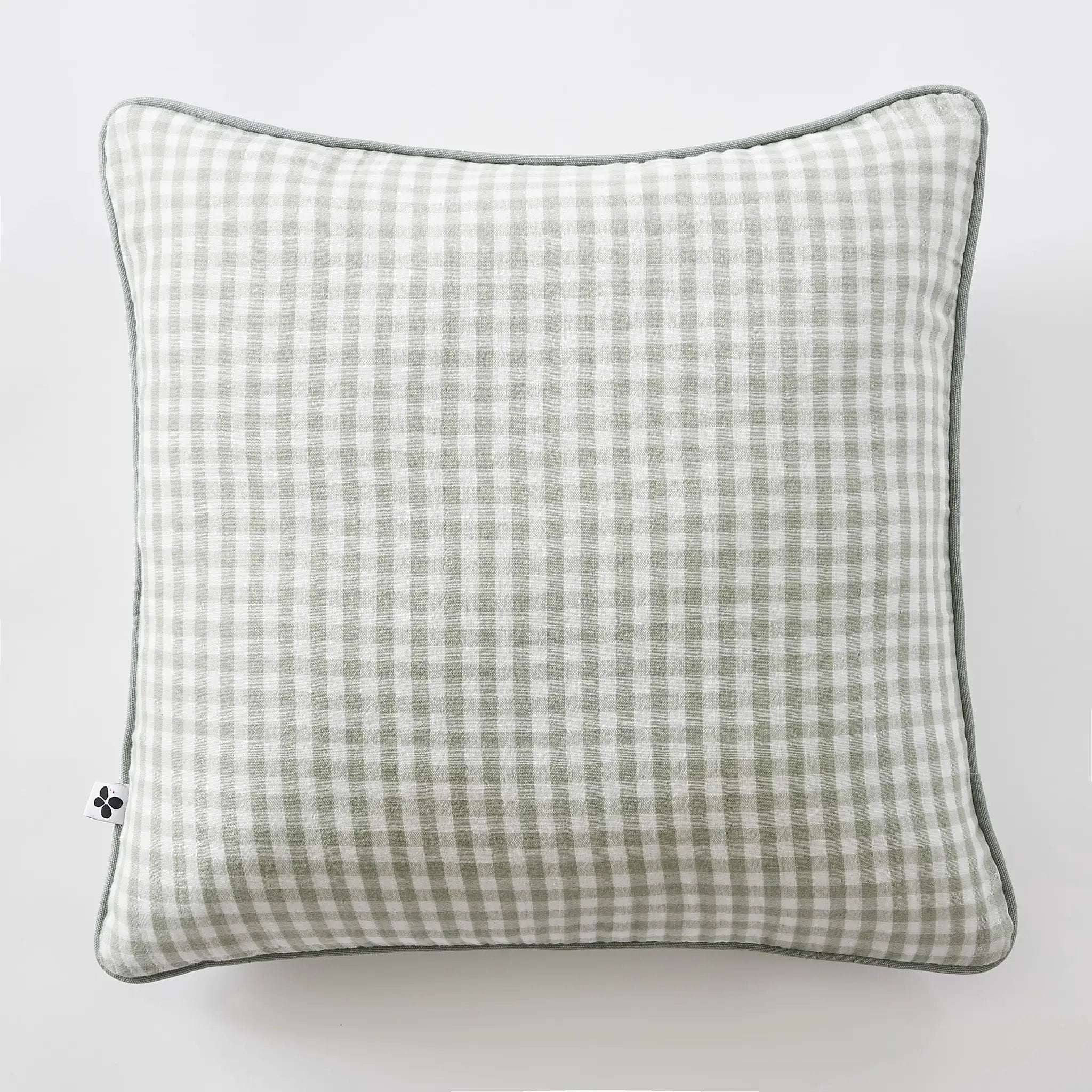 Coussin déhoussable avec passepoil 45 x 45 cm Gaze de coton tissée teinte VICKIE Eucalyptus by L'effet papillon