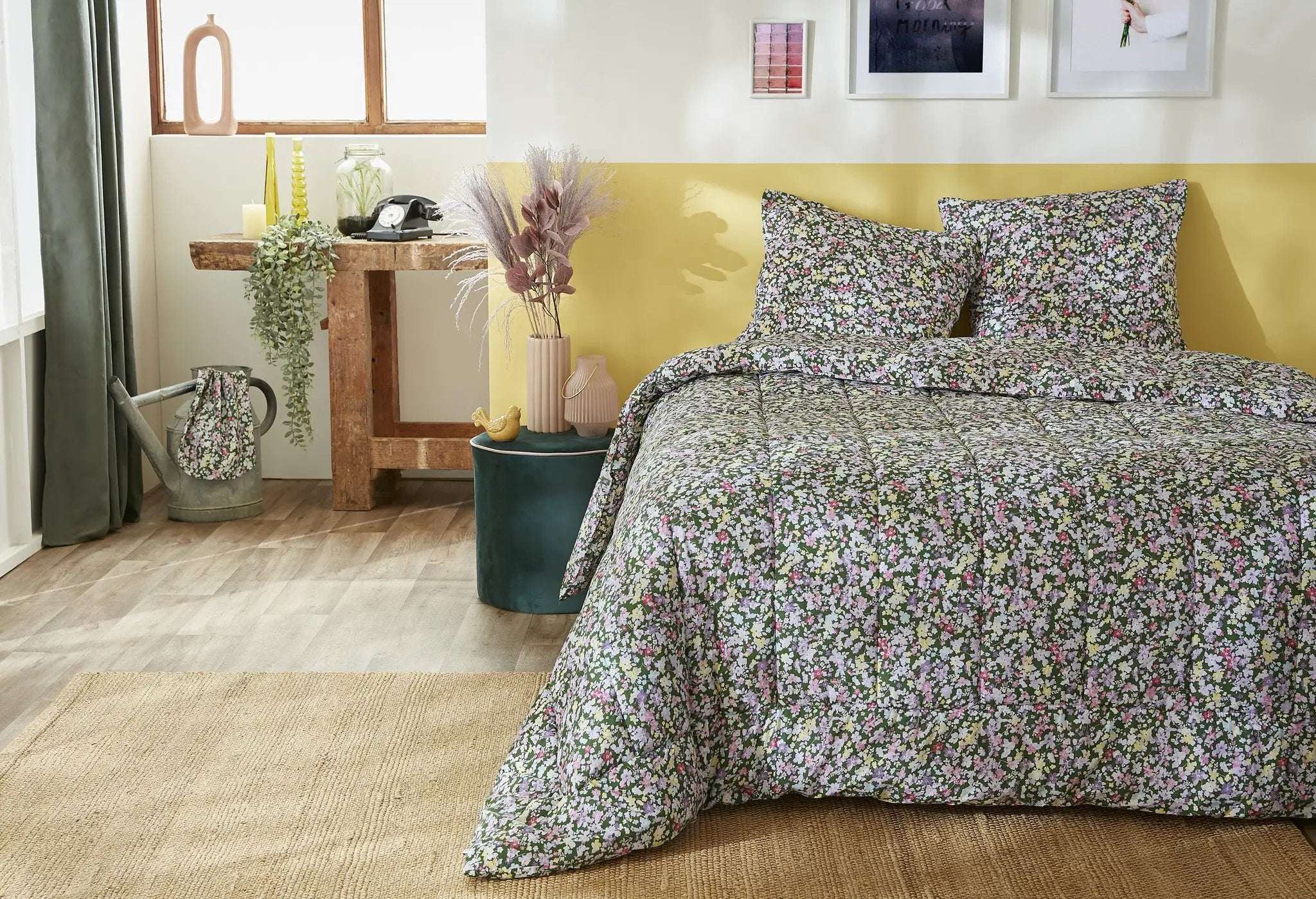 Couette imprimée + 1 ou 2 taies d'oreiller 60 x 60 cm Coton imprimé MYOSOTIS by L'effet papillon