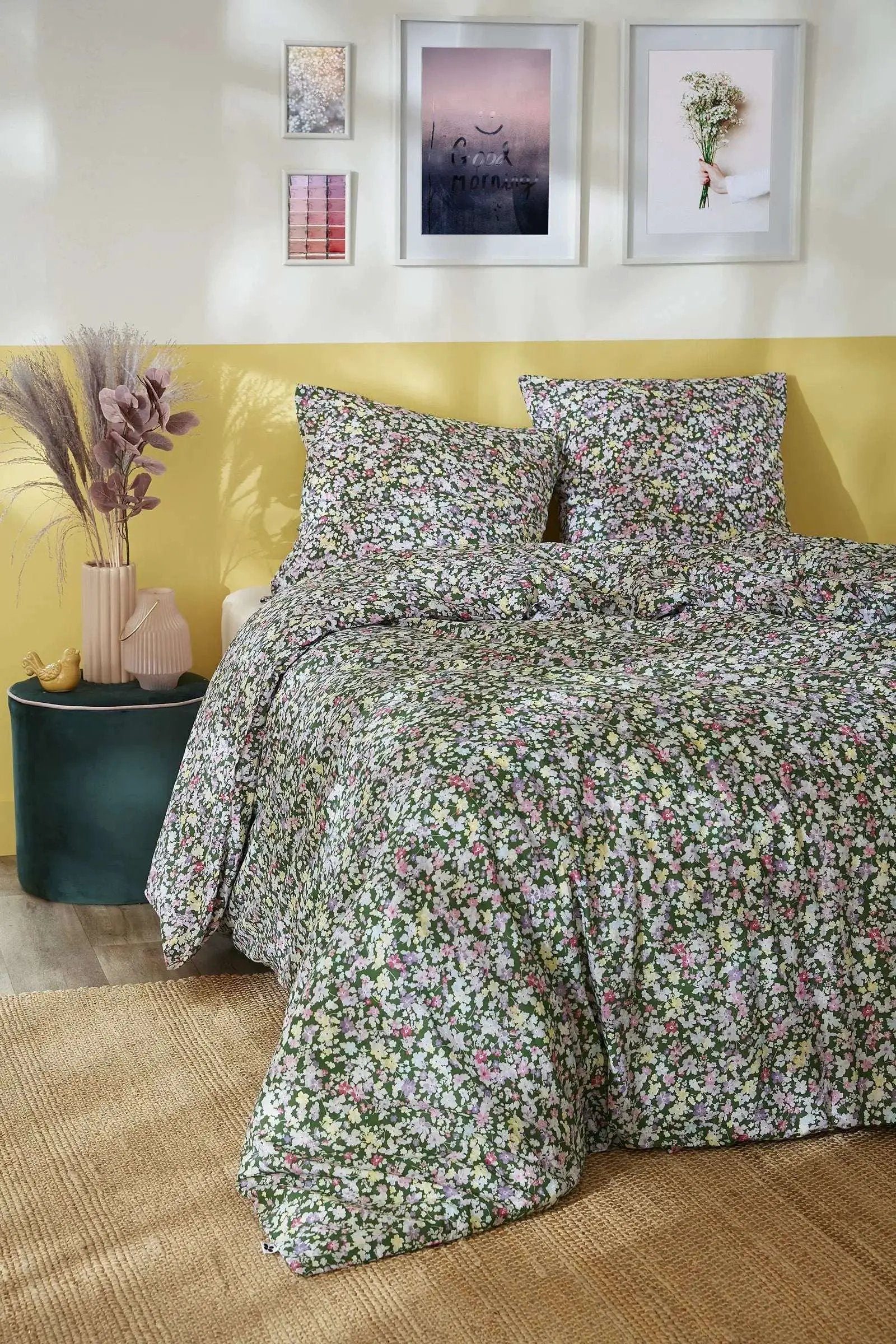 Parure de lit (Housse de couette + Taie d'oreiller) Coton imprimé MYOSOTIS by L'effet papillon