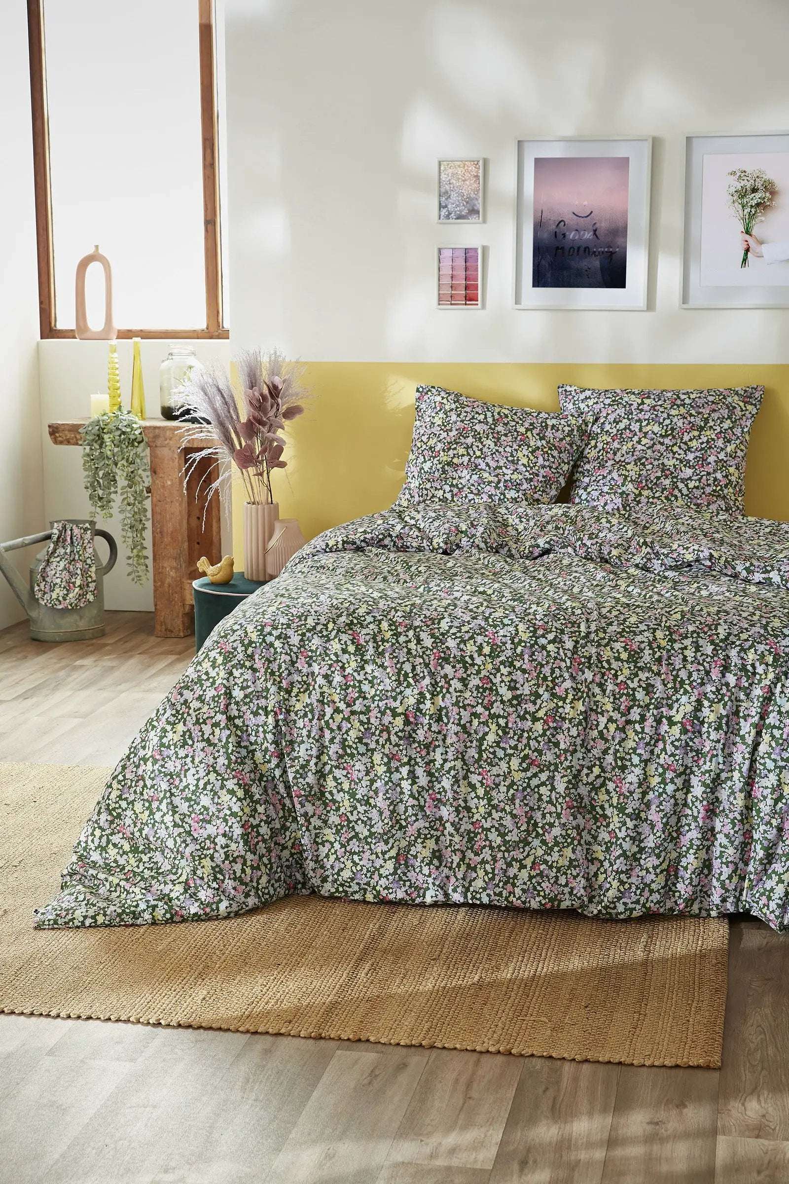 Parure de lit (Housse de couette + Taie d'oreiller) Coton imprimé MYOSOTIS by L'effet papillon