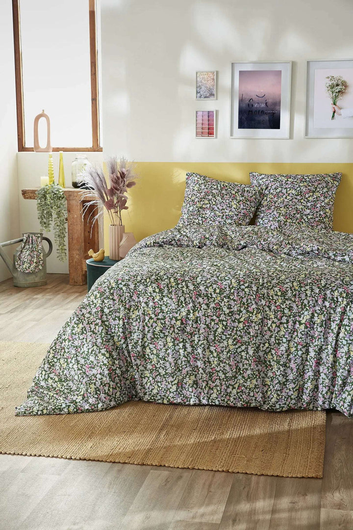 Parure de lit (Housse de couette + Taie d'oreiller) Coton imprimé MYOSOTIS by L'effet papillon